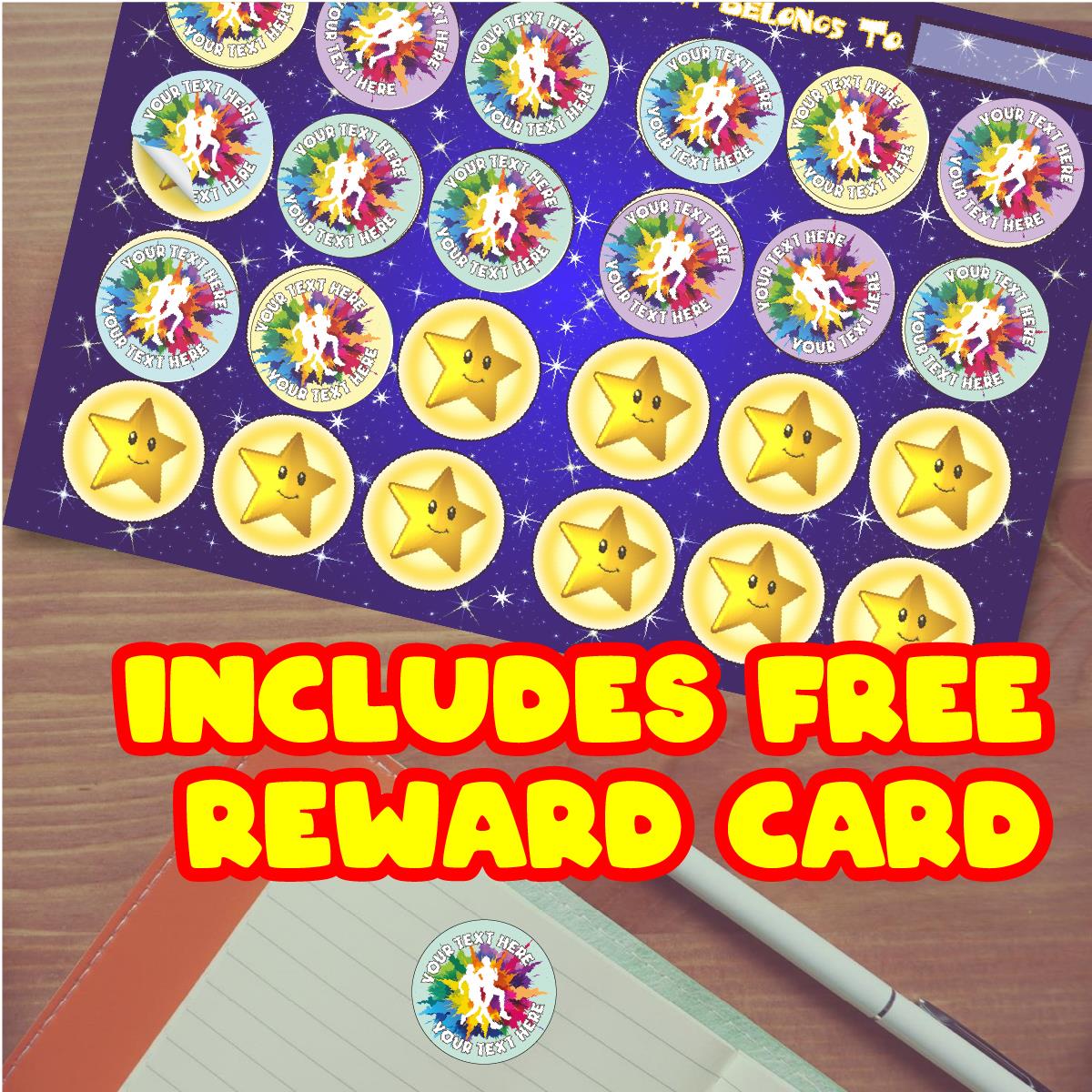 144 Personalised Colour Run 30mm Reward Stickers for School Teachers, Parents