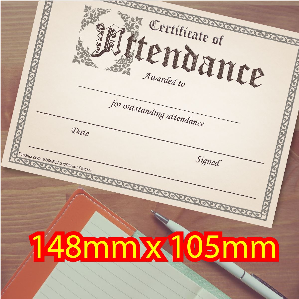30 Certificate of Attendance award certificates for school teachers, 250gsm A5 silk finish card