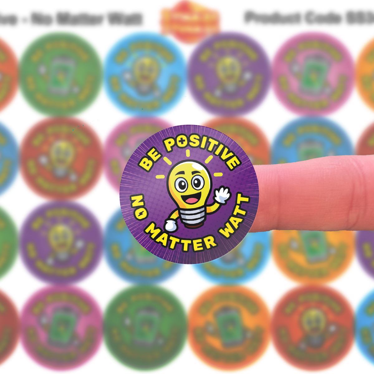 144 Be Positive  - 30mm - Glossy Reward Stickers for Teachers & Parents