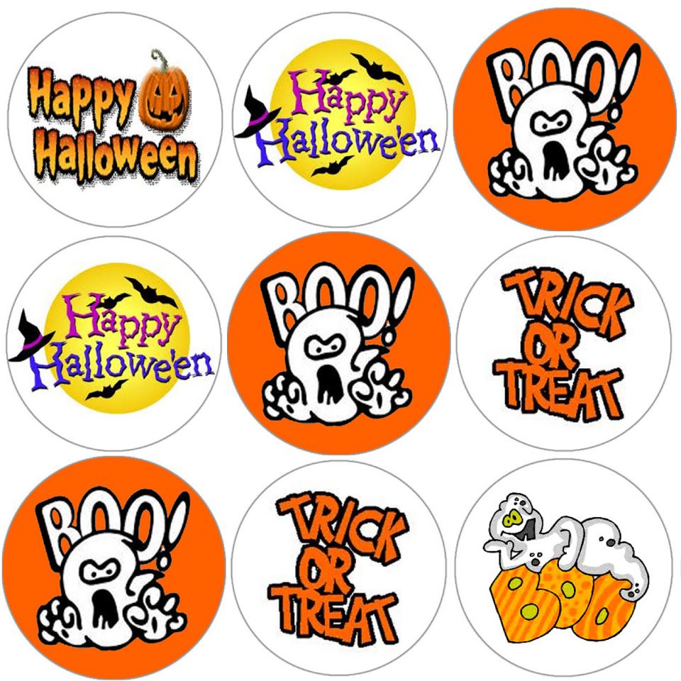 144 Happy Halloween 30mm Round Children's Reward Stickers for Teachers or Parents