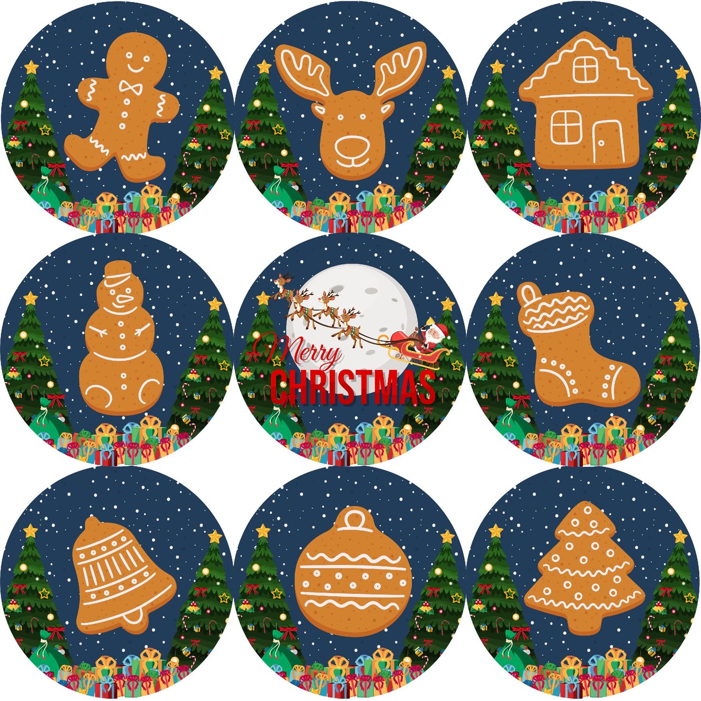 144 Gingerbread Christmas 30mm Stickers Glossy Reward Stickers