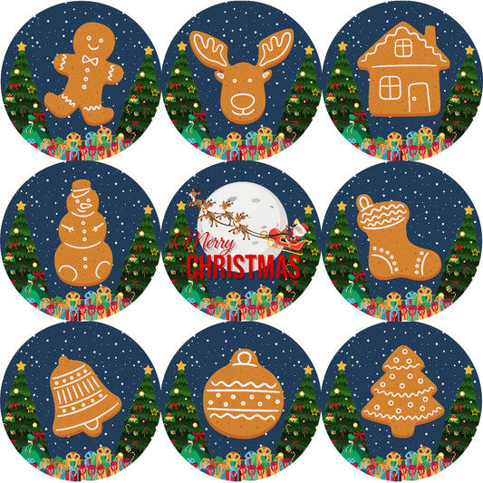 144 Gingerbread Christmas 30mm Stickers Glossy Reward Stickers