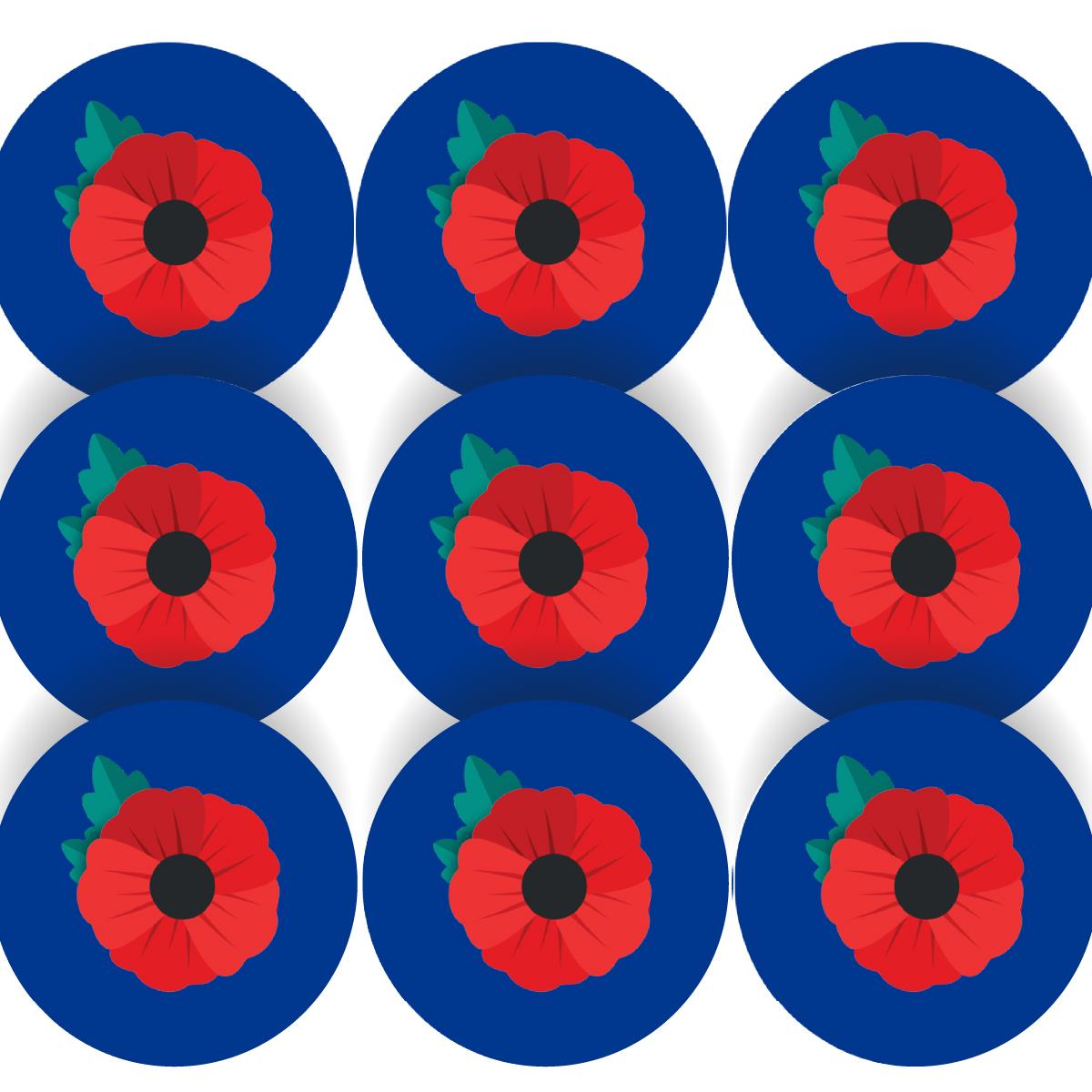 144 Poppy 30mm Reward Stickers for Schools, Remembrance