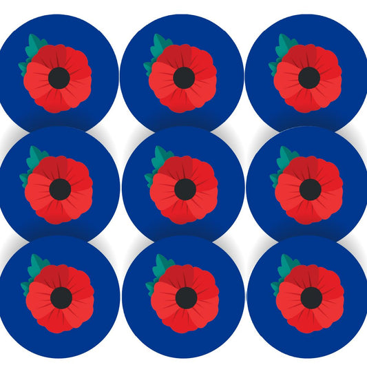 144 Poppy 30mm Reward Stickers for Schools, Remembrance
