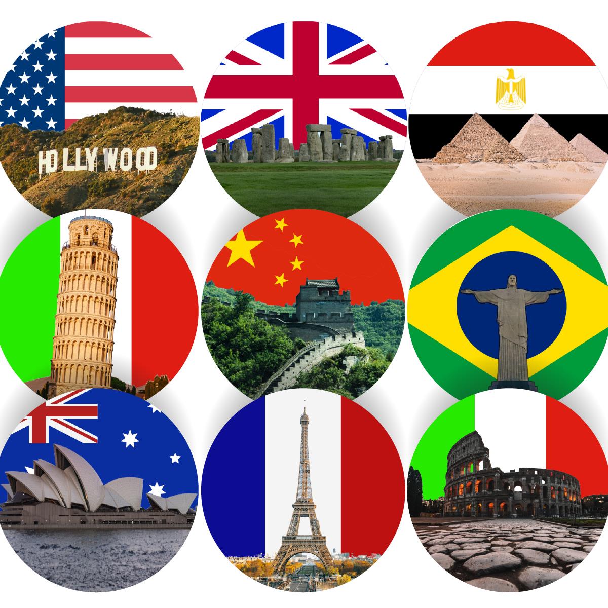 144 World Landmarks 30mm Stickers for School Teachers, Parents and Nursery