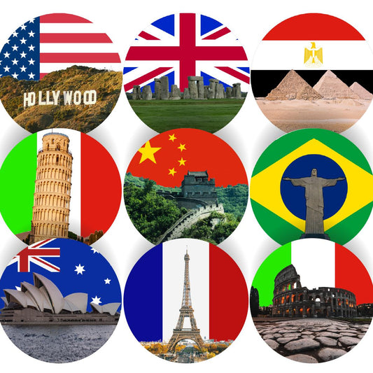 144 World Landmarks 30mm Stickers for School Teachers, Parents and Nursery