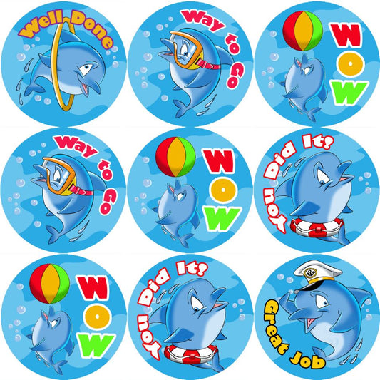 144 Dolphin 30mm Reward Stickers for Teachers, Parents and Party Bags