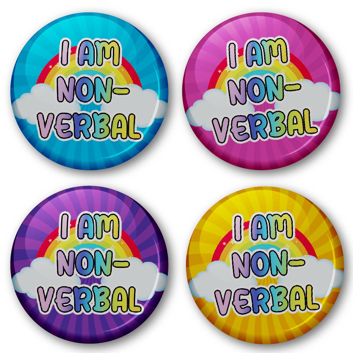 20 x I Am Non-Verbal Button Badges (Pack of 20 Pin Badges - 38mm)