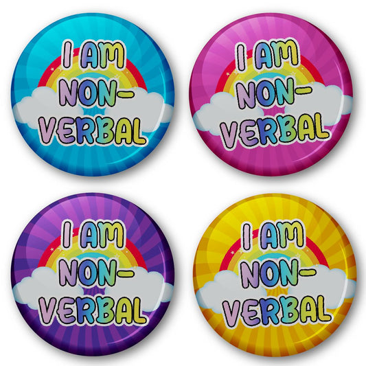 20 x I Am Non-Verbal Button Badges (Pack of 20 Pin Badges - 38mm)