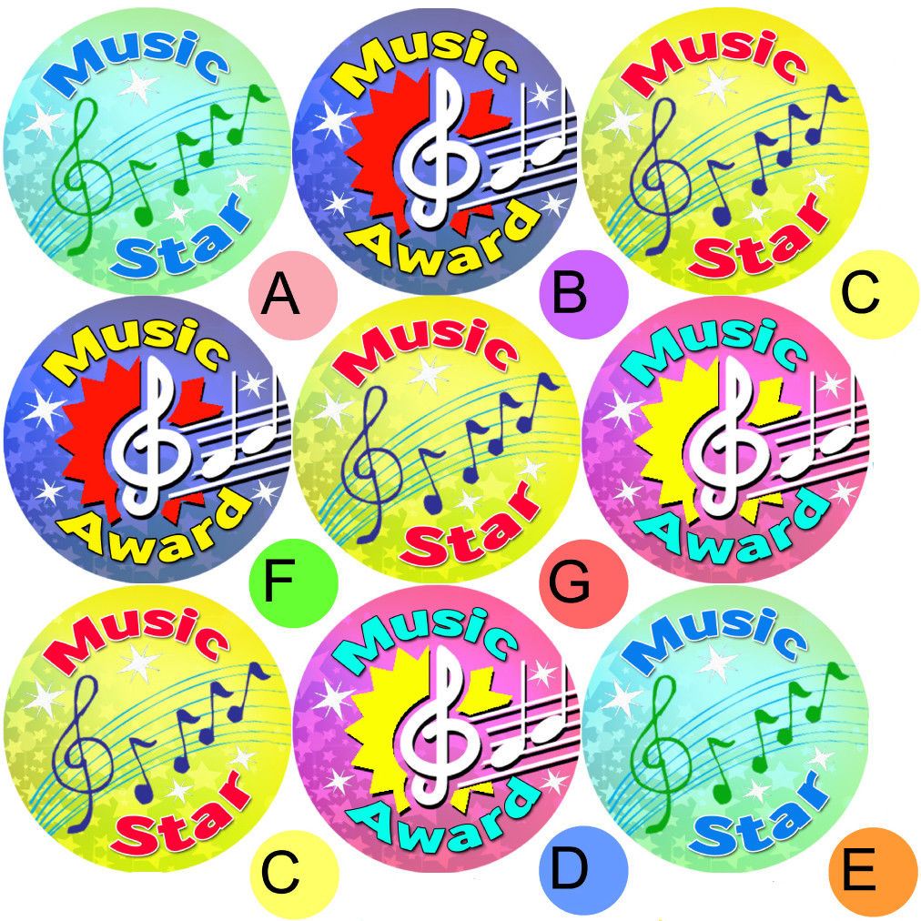 234 Music Awards 30mm Reward Stickers for School Teachers, Parents and Nursery