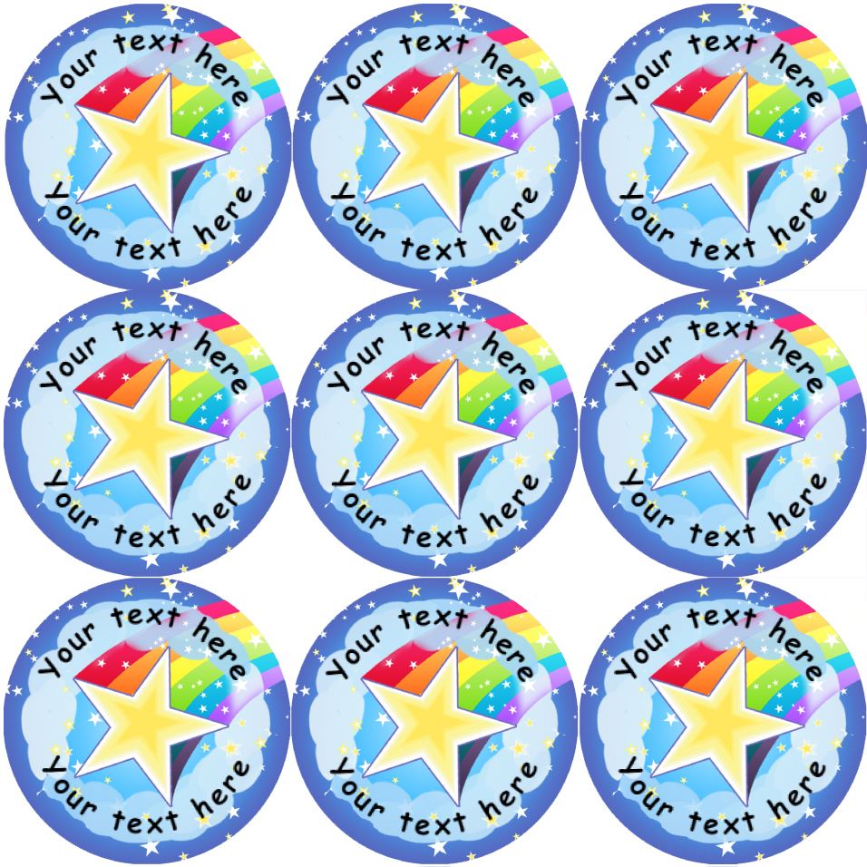 144 Personalised Shooting Star 30mm Reward Stickers for School Teachers, Parents and Nursery