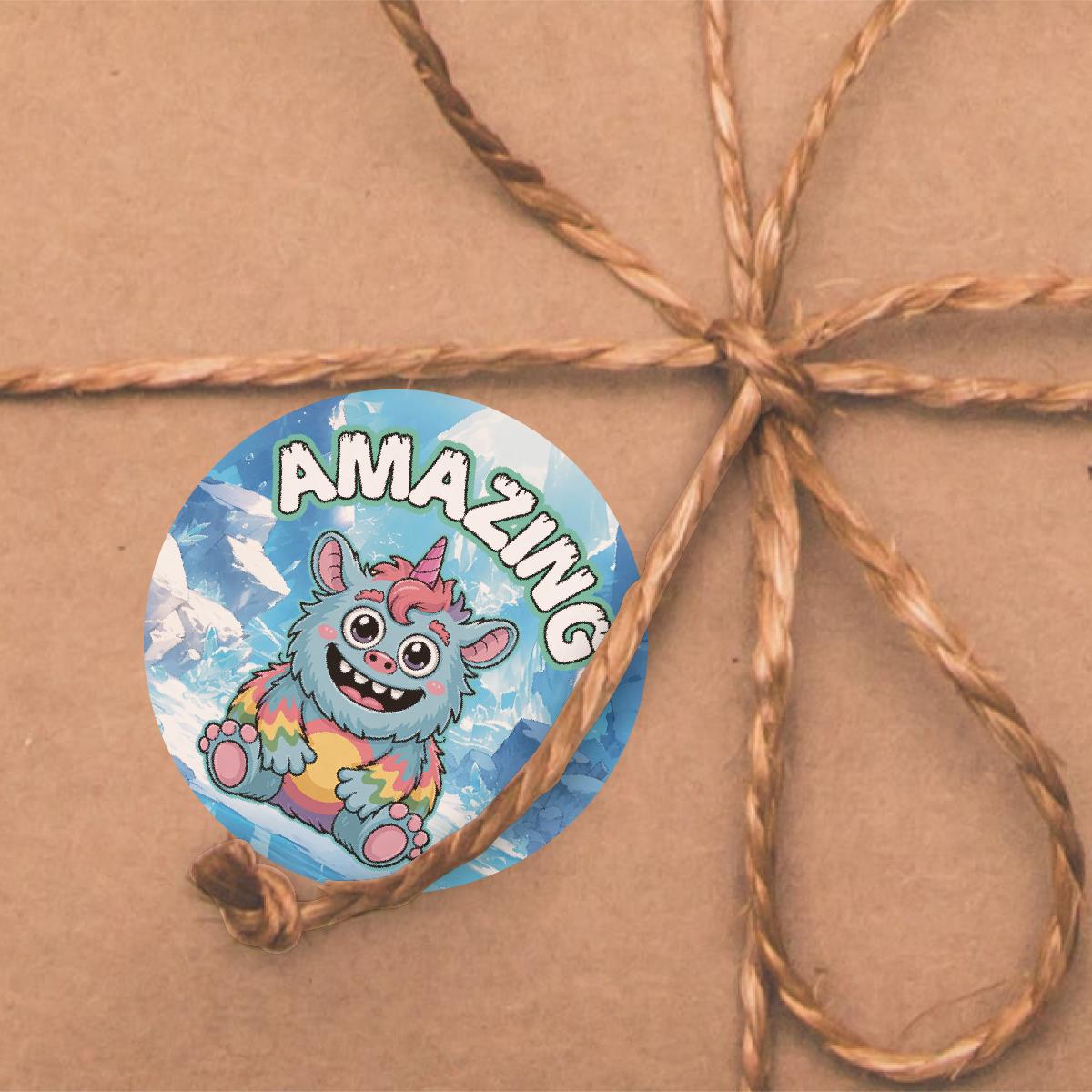 120 Minty Monsters Peppermint Praise Words Scented Stickers - 30mm Scented Stickers - For Teachers Nursery Parents