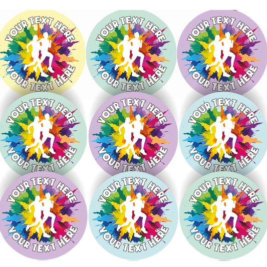 144 Personalised Colour Run 30mm Reward Stickers for School Teachers, Parents
