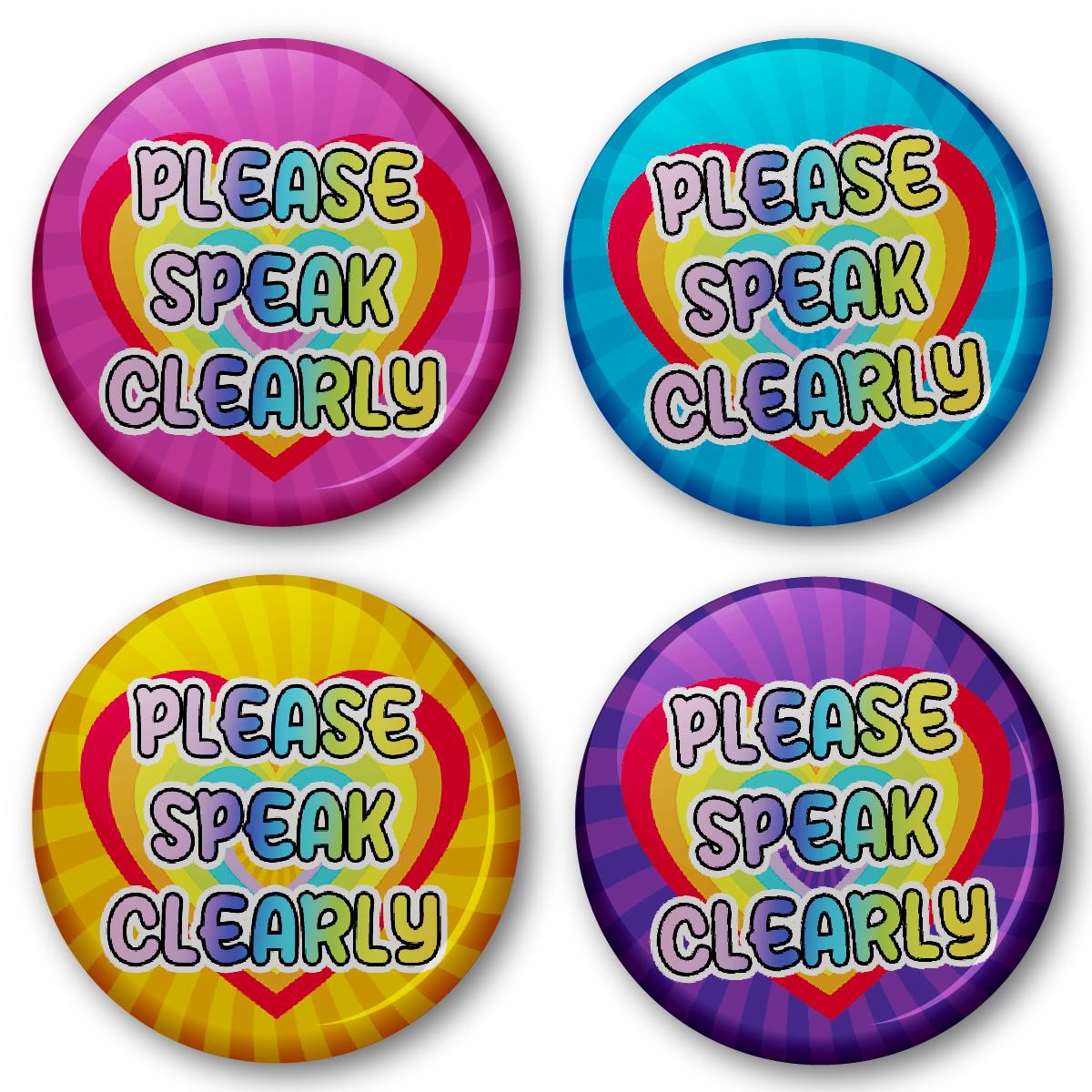 20 x Please Speak Clearly Button Badges (Pack of 20 Pin Badges - 38mm)