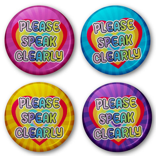 20 x Please Speak Clearly Button Badges (Pack of 20 Pin Badges - 38mm)