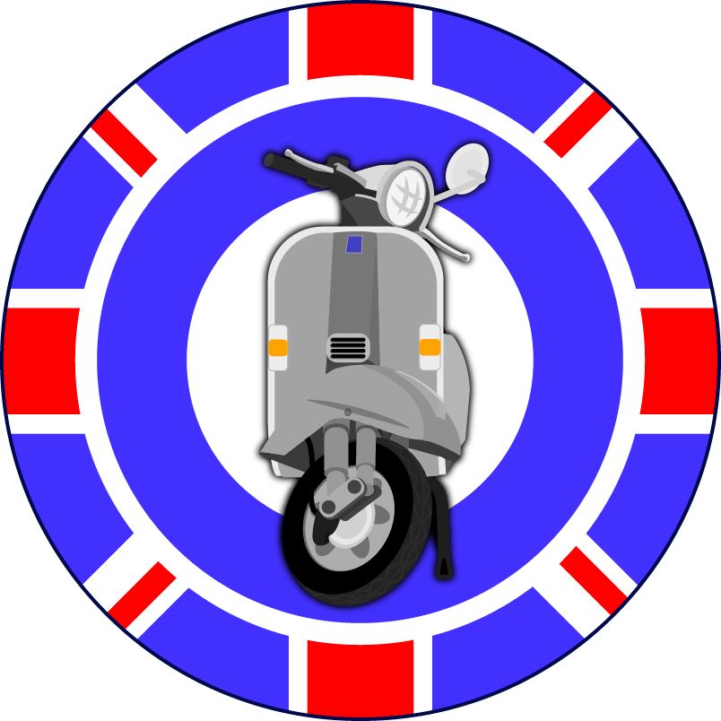 144 Mod Scooters Themed Stickers 30mm Glossy Labels