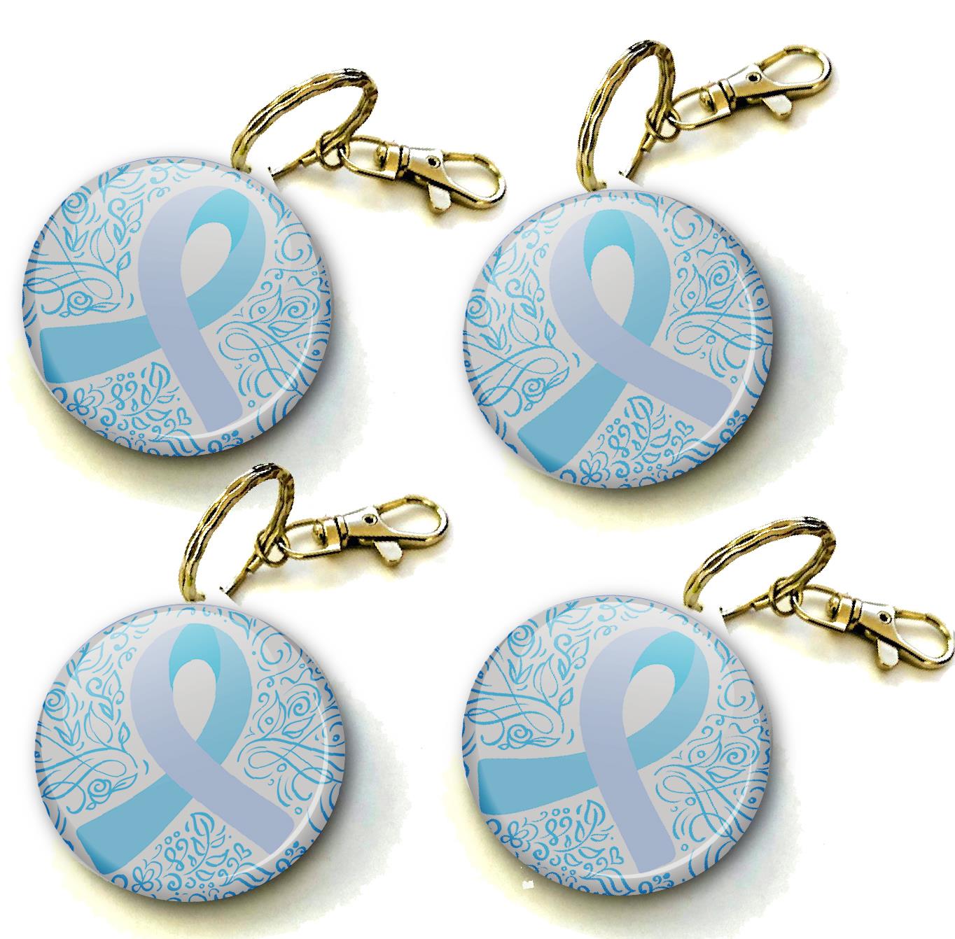 Blue Ribbon Prostate Cancer Awareness Keyring 38mm  (Pack of 8 Key Rings - 38mm)