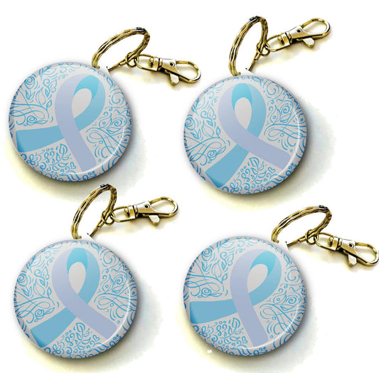 Blue Ribbon Prostate Cancer Awareness Keyring 38mm  (Pack of 8 Key Rings - 38mm)