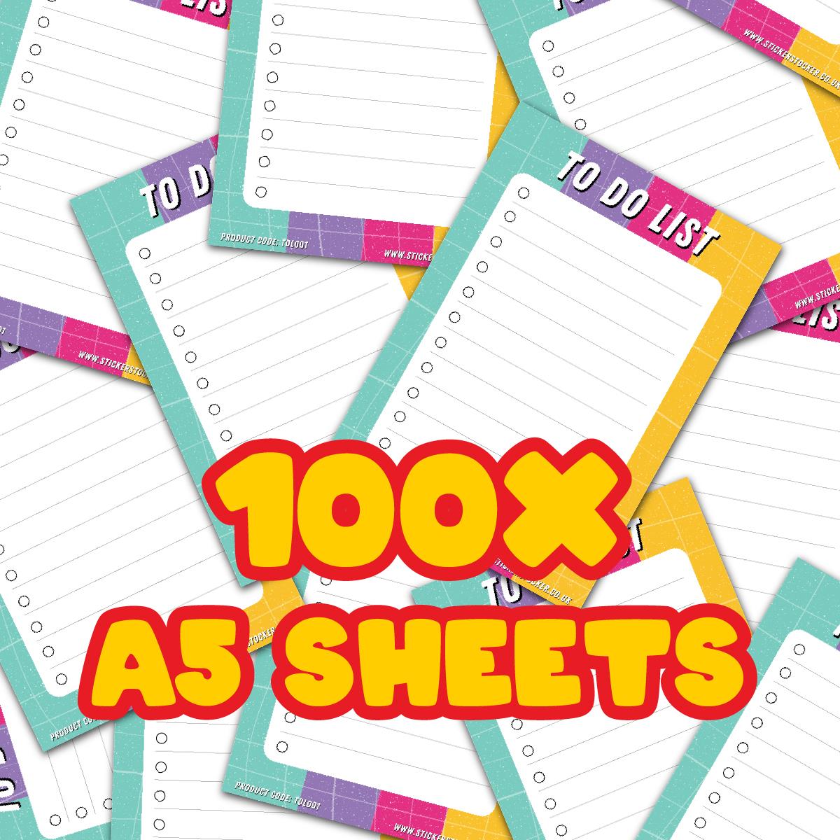 A5 To Do List 100 Sheet Pad - for teachers, parents, students - lesson planning, organisation