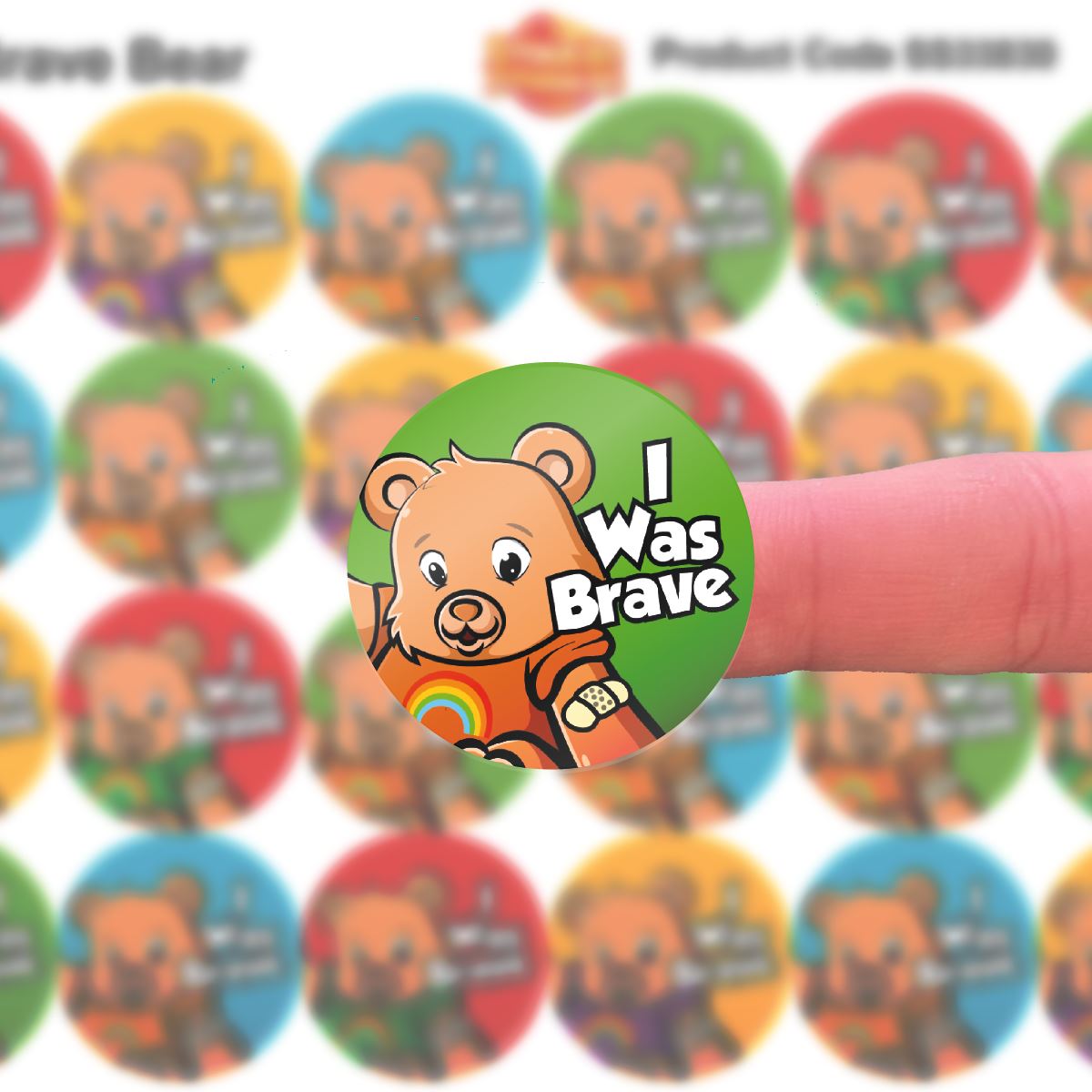 Brave Bear 30mm Children's Bravery Reward Stickers for Teachers or Nurses