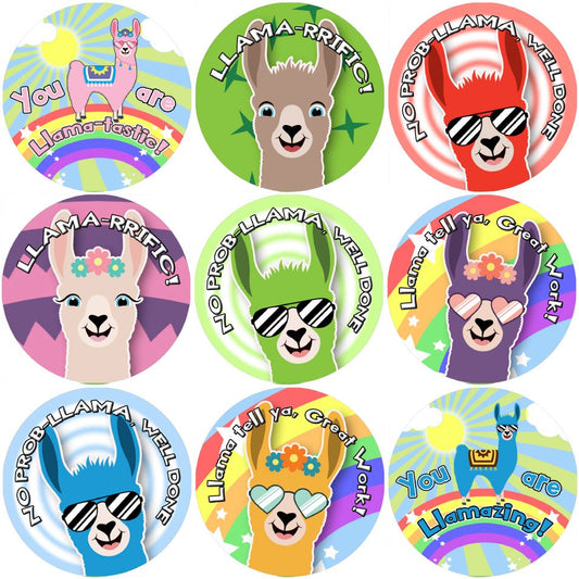 144 Llama Praise Words 30mm Reward Stickers for Teachers and Parents