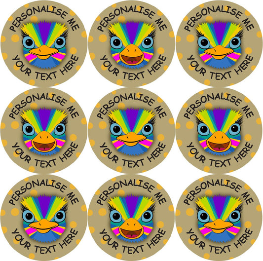 144 Personalised Emus 30mm Reward Stickers for School Teachers, Parents and Nursery