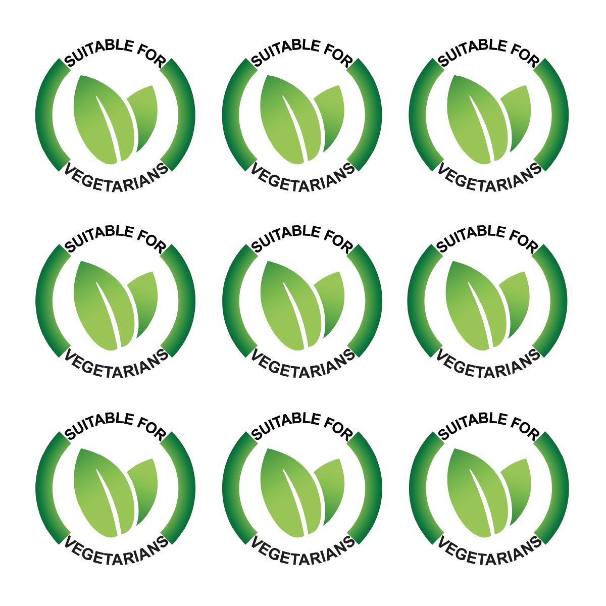 144 Suitable For Vegetarians - 30mm - Glossy Food Label Stickers