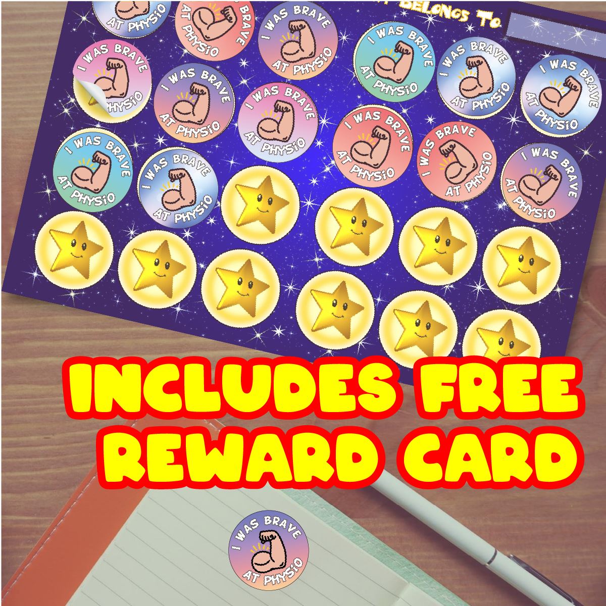 144 I Was Brave At Physio 30mm Reward Stickers for Nurses, Doctors, Physiotherapists