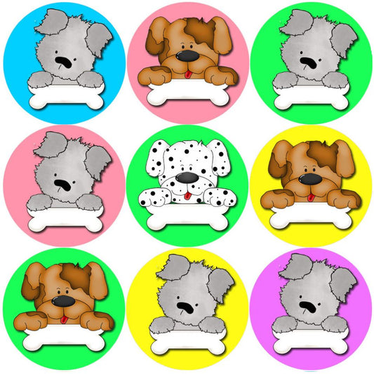 144 Puppy Bones 30mm Round Children's Reward Stickers for Teachers or Parents, Party Bags