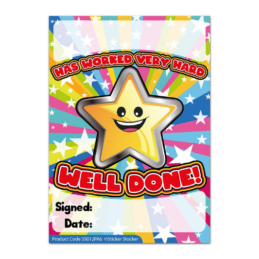 A6 Praise Note Pad 100 Sheet Incentive Chart Rewards - Well Done Star Burst
