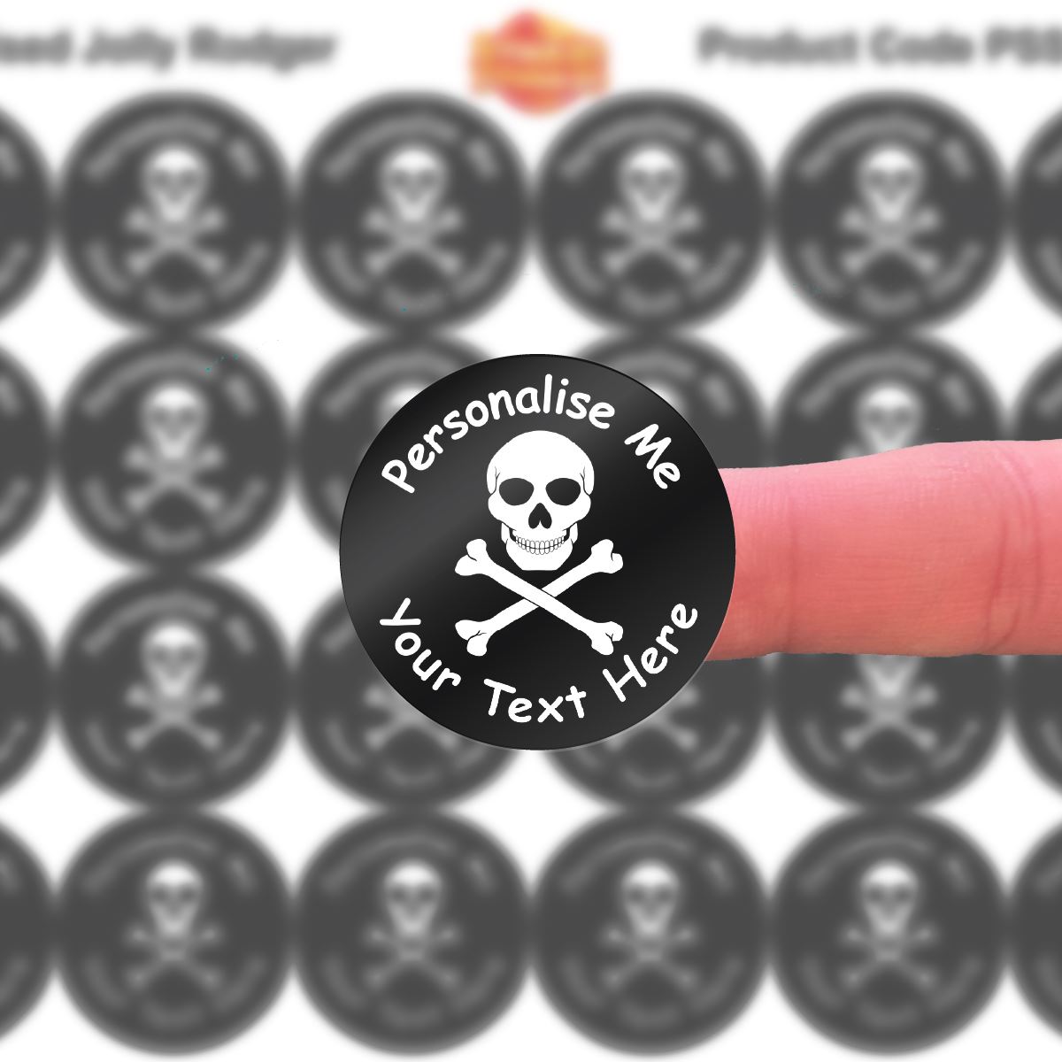 144 Jolly Roger Pirate Flag Personalised 30mm Reward Stickers for School Teachers