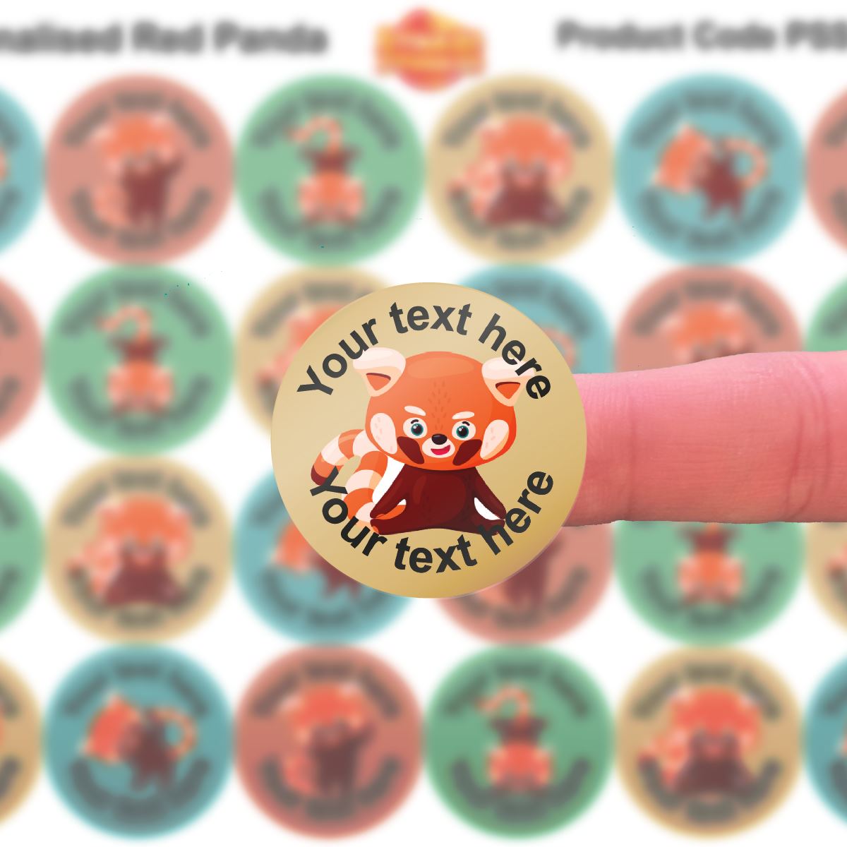 144 Personalised Red Panda 30mm Reward Stickers for School Teachers, Parents and Nursery