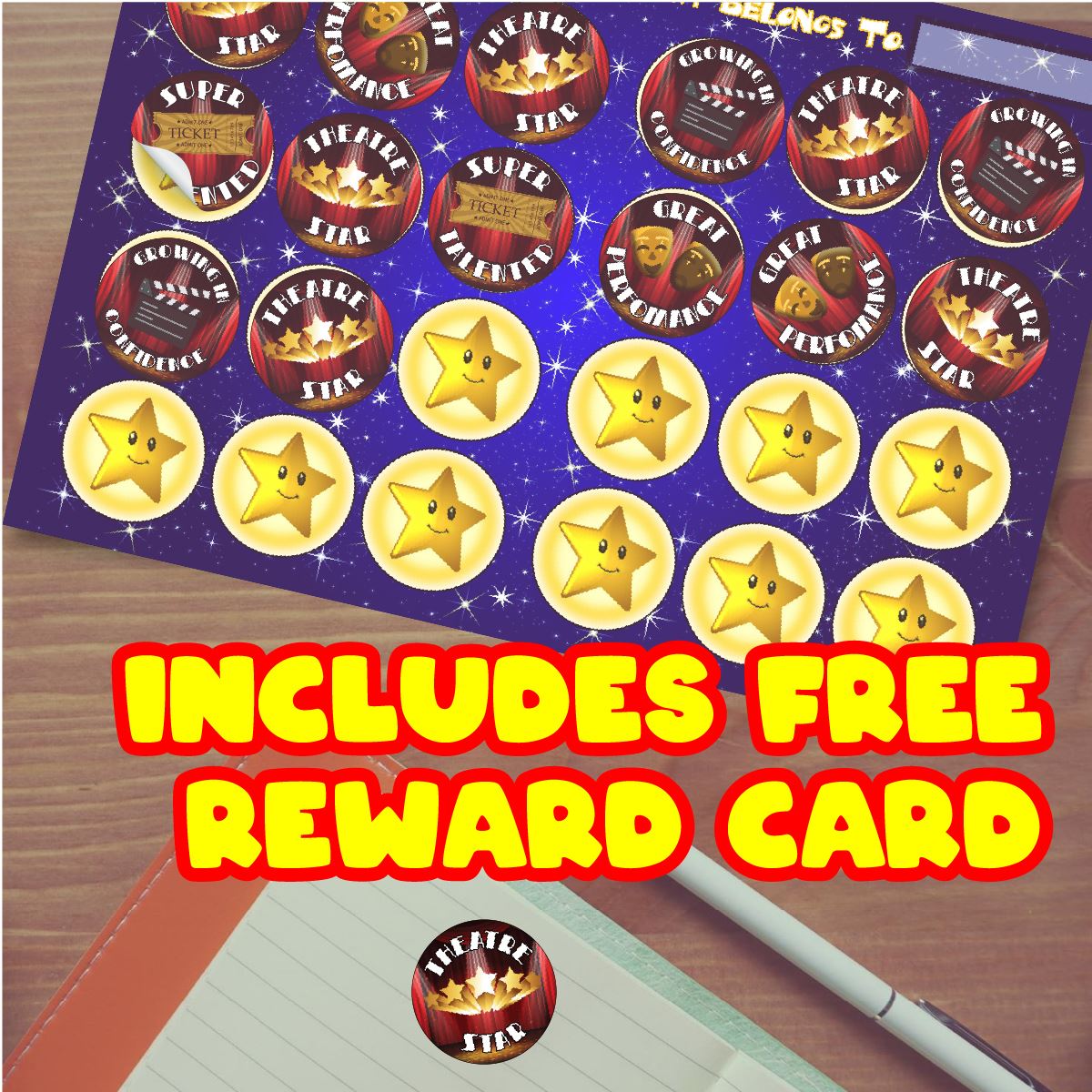 144 Theatre School 30mm Stage Reward Stickers for School Teachers, Parents and Nursery