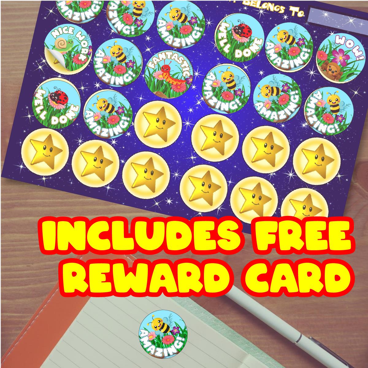 144 Bright Bugs 30mm Round Children's Minibeast Reward Stickers - Teachers or Parents