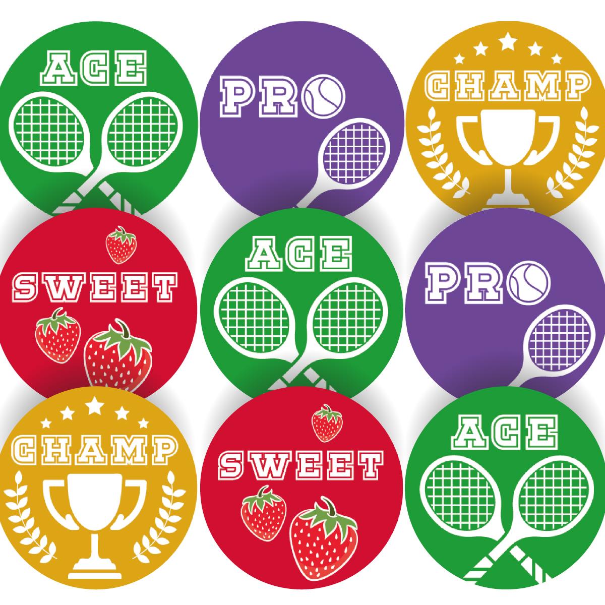 144 Tennis Tournament 30mm Reward Stickers for School Teachers, Parents and Nursery