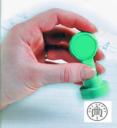UK Currency 1p one pence - Self inking teacher reward xstamper xclamations stamp