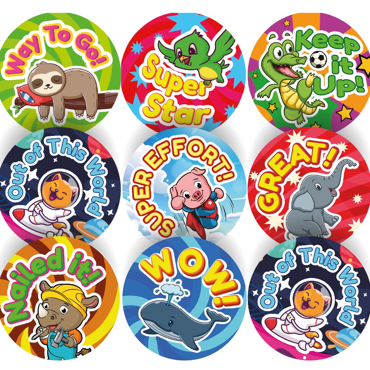 144 Keep It Up Animal Praise Stickers - 30mm - Glossy Reward Stickers for Teachers & Parents