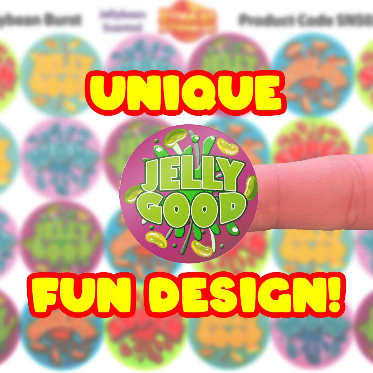 120 Jellybean Burst Scented  30mm Reward Stickers for Teachers, Parents and Party Bags