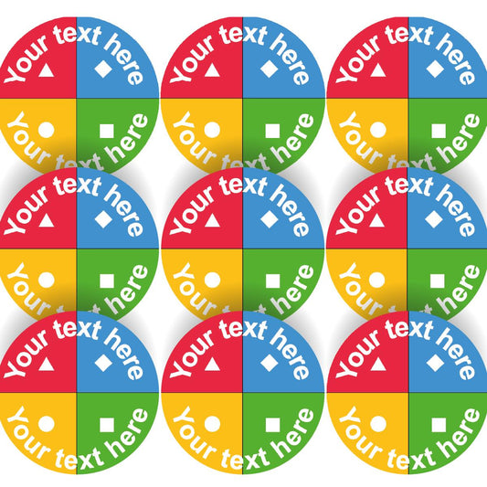 144 Personalised Quiz Colours & Shapes 30mm Reward Stickers for School Teachers, Parents and Nursery