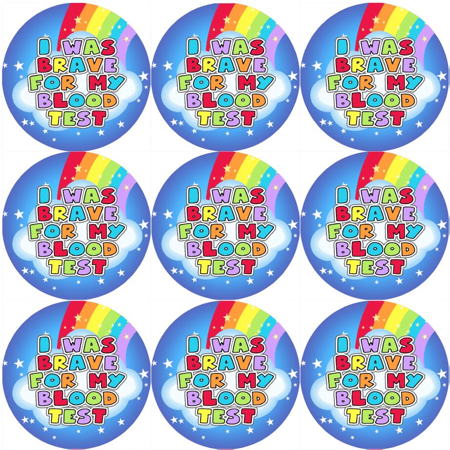 I Was Brave Blood Test 30mm Children's Bravery Reward Stickers for Teachers or Nurses