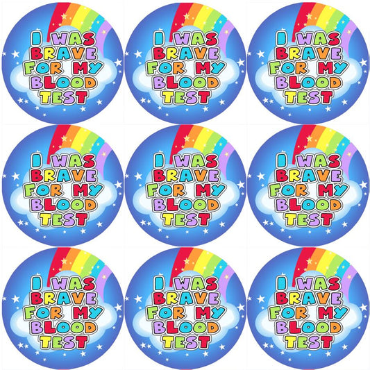 I Was Brave Blood Test 30mm Children's Bravery Reward Stickers for Teachers or Nurses