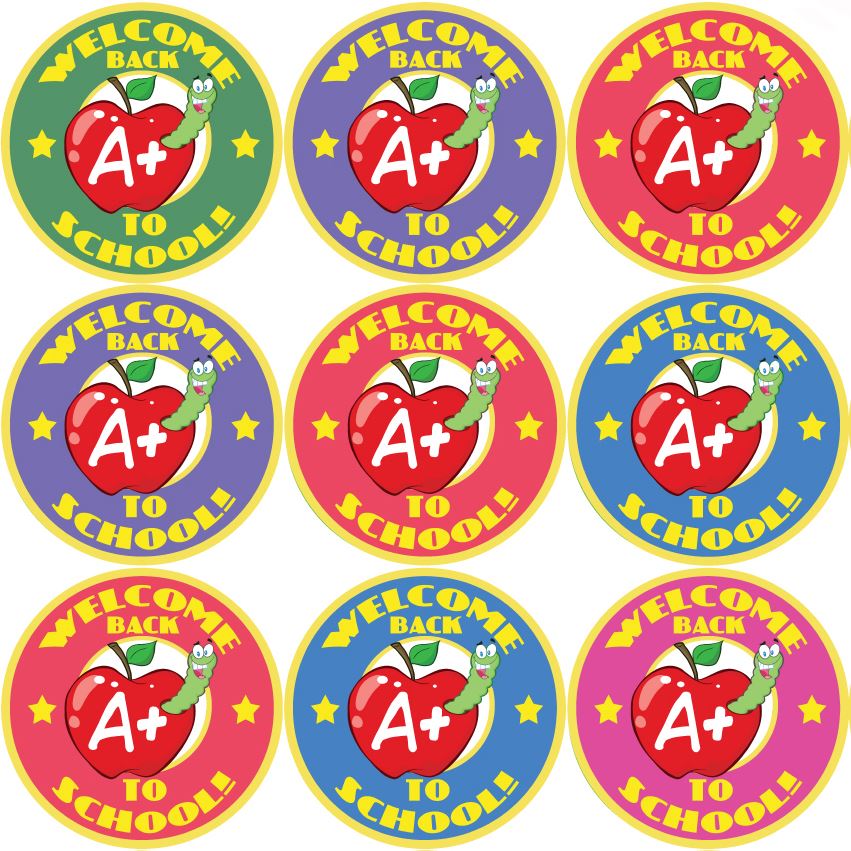 144 Welcome Back to School 30mm Stickers for Teachers, Parents and Party Bags
