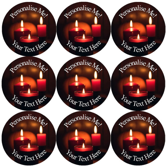 144 Personalised Crafty Candle themed 30mm Glossy Stickers Labels