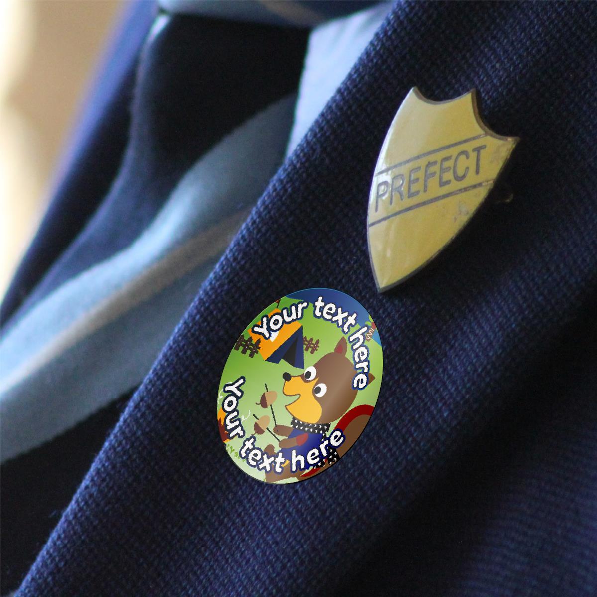 144 Personalised Camp Squirrels 30mm Forest School Scout Reward Stickers for School Teachers, Parents and Nursery