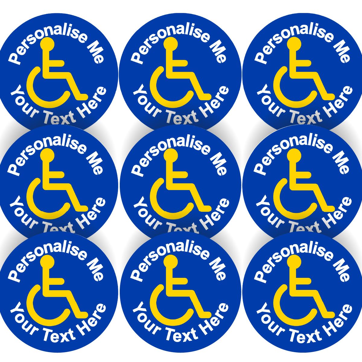 144 Disability Wheelchair Logo Personalised 30mm Stickers for disabled, craft, company packaging