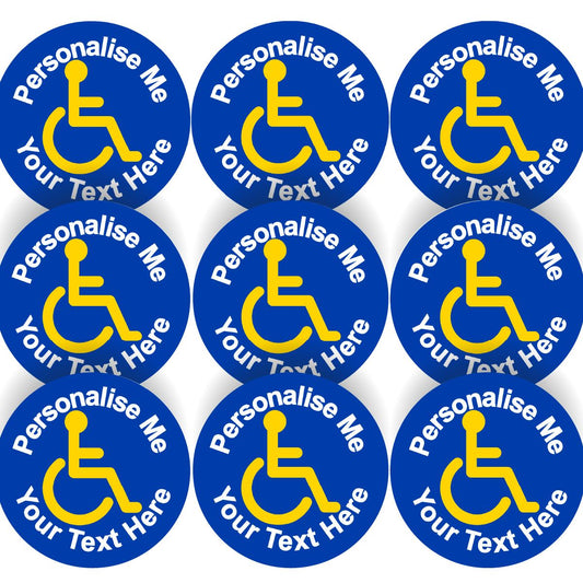 144 Disability Wheelchair Logo Personalised 30mm Stickers for disabled, craft, company packaging