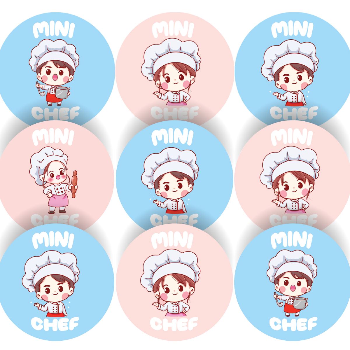 144 Mini Chef Glossy Stickers Home Baking Gift Packaging Reward Seal Labels