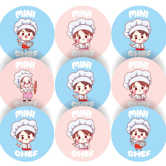 144 Mini Chef Glossy Stickers Home Baking Gift Packaging Reward Seal Labels
