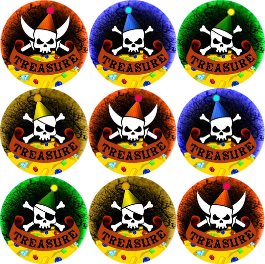144 Pirate Skull Party 30mm Children's Birthday Thankyou Stickers