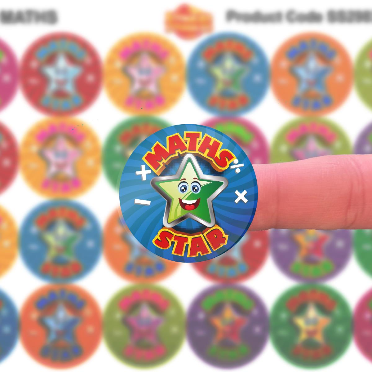 144 Star Maths - 30mm - Glossy Reward Stickers for Teachers & Parents